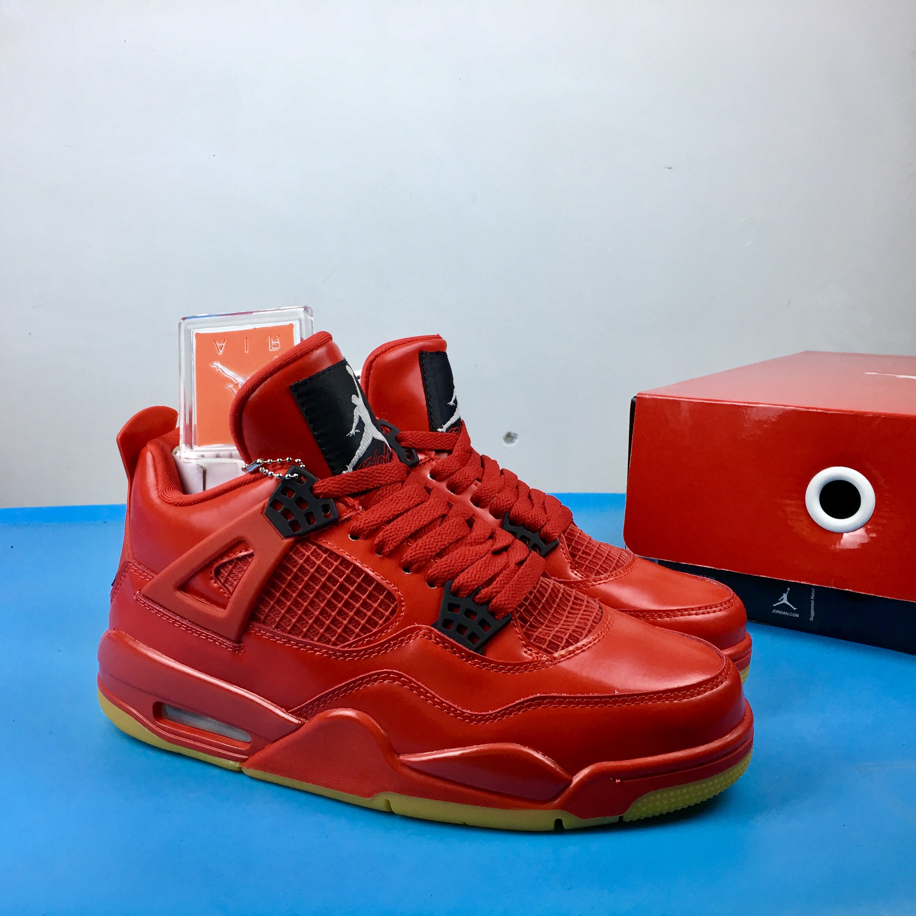 Air Jordan 4 Singles Day All Red Gum Sole Shoes - Click Image to Close